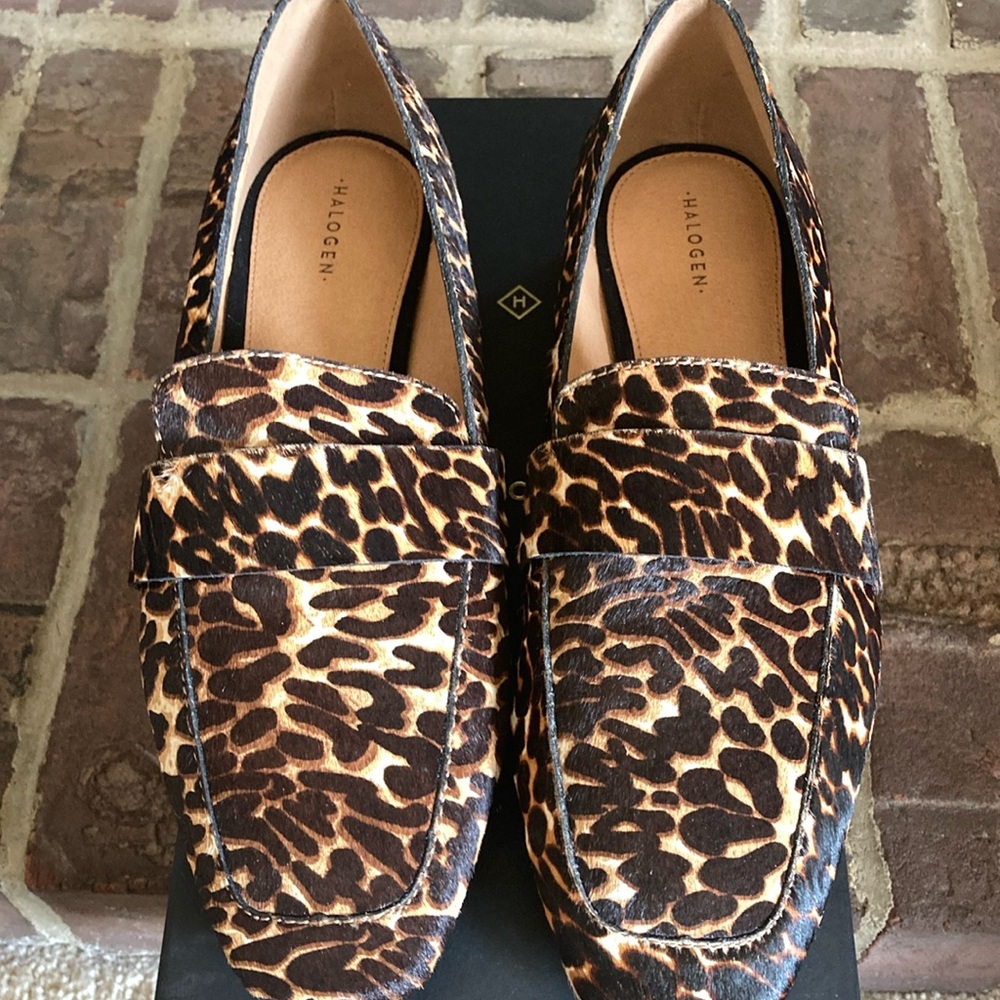 Halogen Calf Hair cheetah print loafer.
